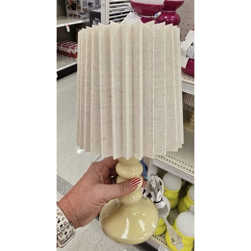 Mini Table Lamps Set Of Two Pleated Shades Cream.  Room Essentials.